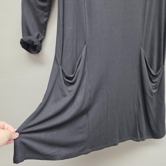 LOFT Outlet Lounge Dress Womens Small Black Long Sleeve A-Line Pockets Stretch - Picture 4 of 9
